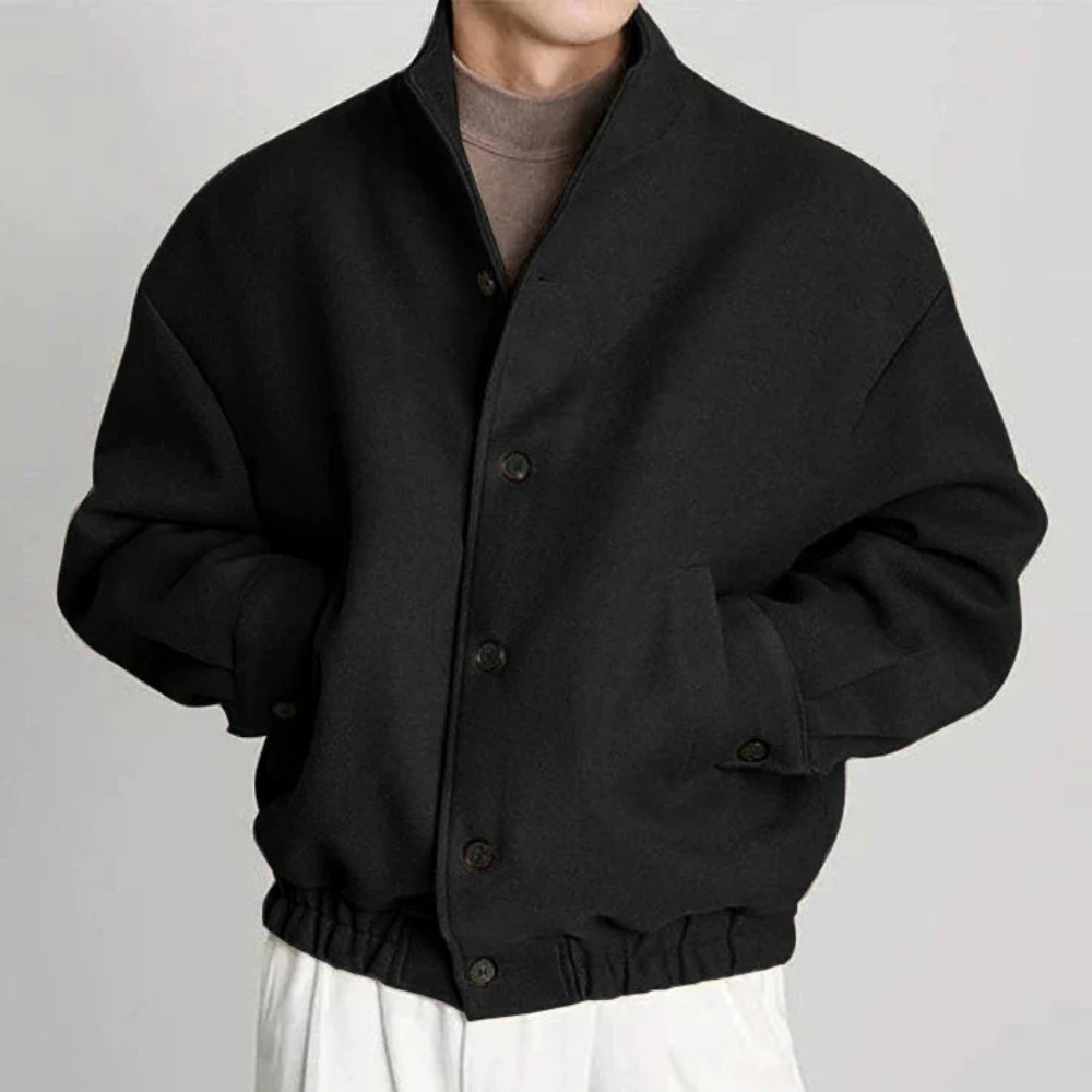 Chaqueta lisa abotonada para hombre
